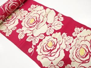 アンティーク　薔薇模様織り出し　八寸帯地反物